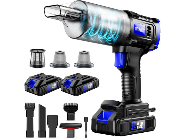 Car Vacuum Cordless, 35000PA Strong Suction Handheld Vacuum with 2 Detachable Batteries, 60Min Runtime Portable Vacuum Cleaner for Car Detailing,...