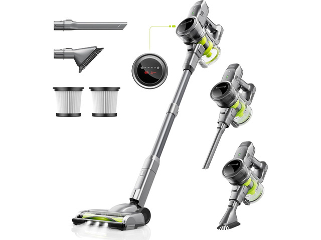 kalado Cordless Vacuum Cleaner 250w, 26000pa Stick Vacuum Cleaner, LED Display Screen, Detachable Battery, Suitable for Hard Floors, Carpets, Pet Hair