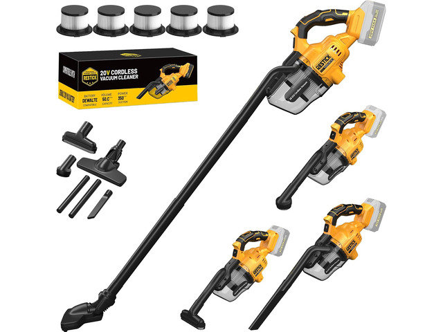 Cordless Vacuum Cleaner Compatible with Dewalt 20V Battery (No Battery), 50kPa 125AW Strong Suction 5 HEPA Filters 4-in-1 Nozzle 65CFM...