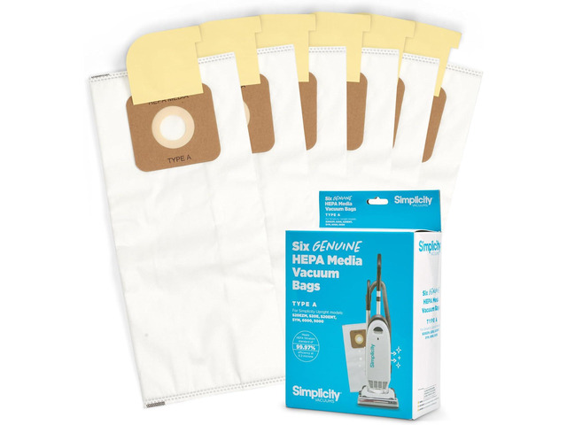 Simplicity Vacuum Bags Type A, SAH-6 Hepa Vacuum Replacement Bags, 6-Pack
