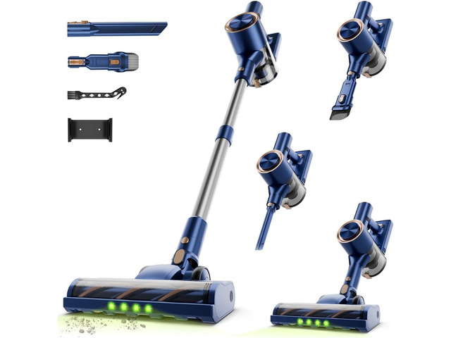 Cordless Stick Vacuum Cleaner - 45KPA Powerful Suction Vacuum with 45 Min Runtime, Detachable Battery, Anti-Tangle & 1.5L Dust Cup, 8 in 1 Vacuum...
