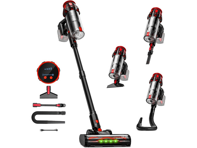 Cordless Vacuum Cleaner for Milwaukee Battery, 45KPA 400W Self-Standing Stick Vacuum with Green Dust Light, Anti-Tangle Brush Lightweight Vacuum...