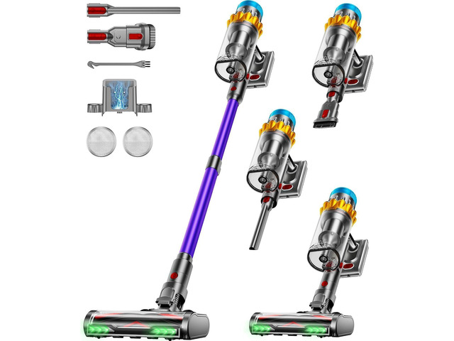 Cordless Vacuum Cleaner, 650W 55KPA 75Min Powerful Vacuum Cleaners for Home, Self-Standing Stick Vacuum Cordless Rechargeable/ Anti-Tangle/OLED...