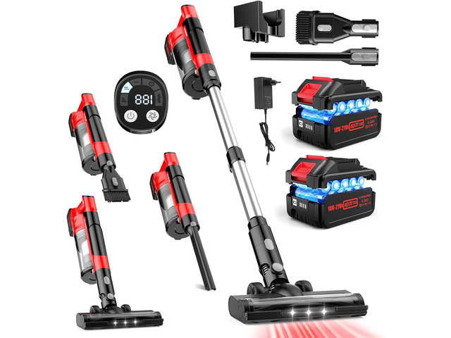 60kPa Cordless Vacuum Cleaner, 8000mAh Brushless Pet Vacuum, 6 in 1 Lightweight Stick Vacuum with 2L Dust Cup, 3 Suction Modes, 700W Portable...
