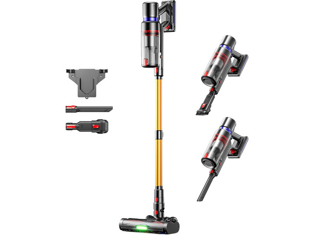Cordless Vacuum Cleaner,600W 50KPA 70Mins Runtime for Home, Self-Standing Stick Vacuum with LED Display, Anti-Tangle, 8-in-1 Lightweight Vacuum for...