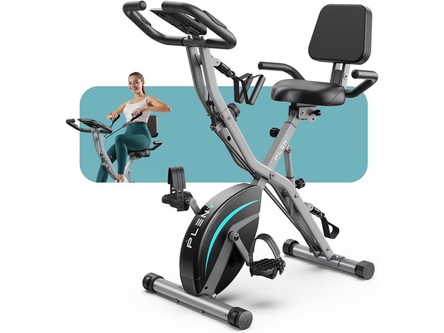 PLENY Folding Exercise Bike, 5 IN 1 Indoor Stationary Bikes for Home