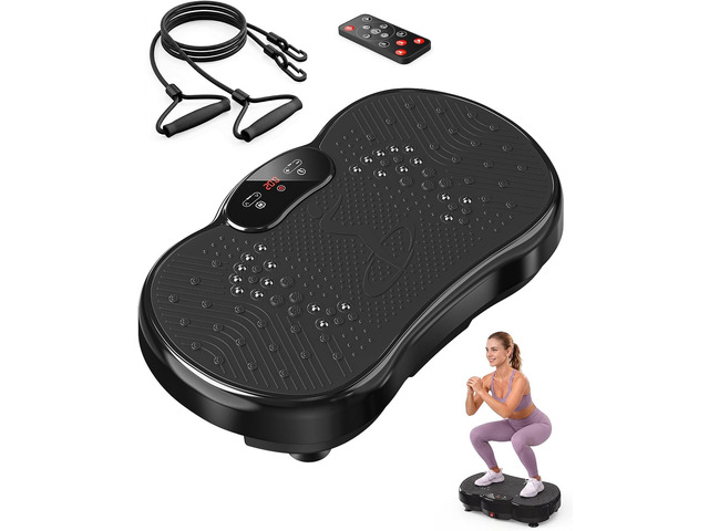 HTM Vibration Plate Exercise Machine, 9 Modes & 120 Speeds, Body Shake Plate with Resistance Bands Slot & Remote Control, Shake Board for Weight...