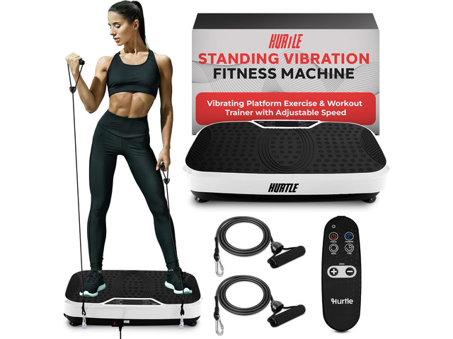 Hurtle Fitness Vibration Platform Machine - Home Gym Whole Body Shaker Exercise Machine Workout Trainer Fast Weight Loss w/Resistance Bands Easy...