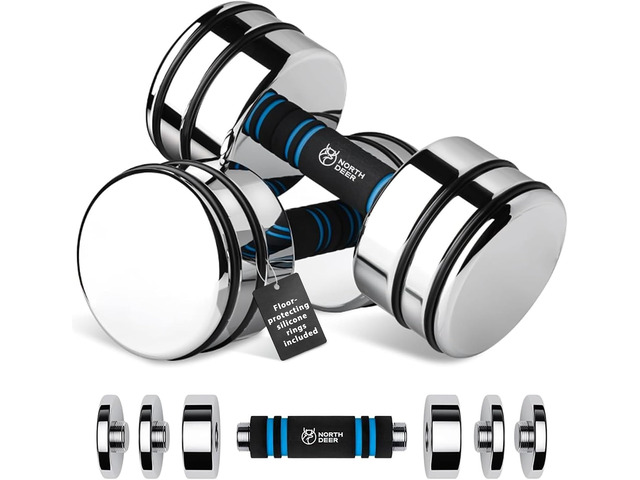 Northdeer Steel Dumbbells Ultracompact & Adjustable Chrome Dumbbell