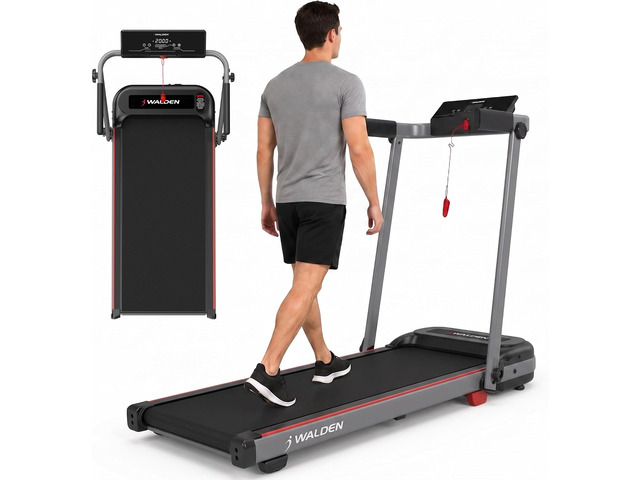 Walden Sports Folding Electric Treadmill with Handle - Portable Running Machine LCD Screen - 6.2mp/h Adjustable Speed