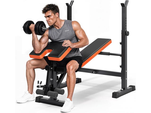 YOLEO 6 in 1 Adjustable & Foldable Weight Bench Set for Bench Press