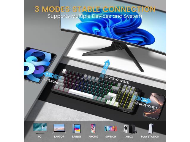 Redragon K742 Wireless Mechanical Gaming Keyboard with Knob, Bluetooth 5.0/2.4GHz/USB C Wired Creamy Keyboard with Number Pad for PC Computer, Hot...