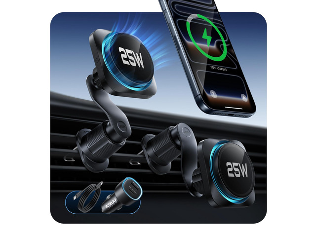 ESR OmniLock Qi2.2 25W Certified MagSafe Car Mount Charger with Cryoboost MagSafe Car Charger,360° Rotatable,Air Vent Magnetic Car Phone Holder...