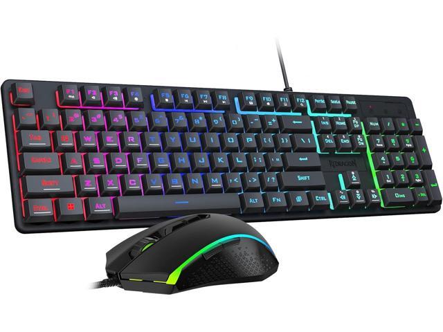 Updated S107 Gaming Keyboard and Mouse, RGB Gaming Keyboard and 10000 DPI Mouse Combo with 25-Key Anti-Ghosting, 1K Hz Programmable Mice with...