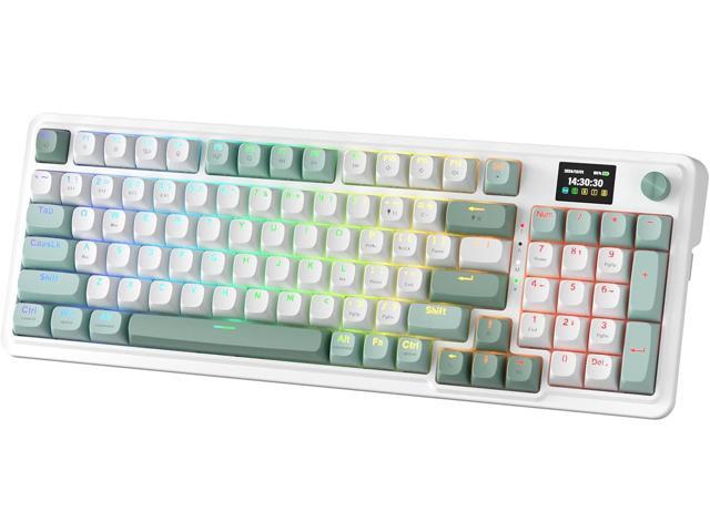 K719 Wireless Gasket Gaming Keyboard w/Hype Screen & Knob, 95 Keys Mechanical Keyboard, Easy-Control 1.14 TFT Info Display, 5-Layer Noise.