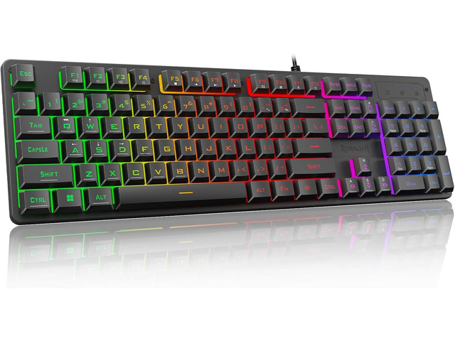 K521 Upgrade Rainbow LED Gaming Keyboard, 104 Keys Wired Mechanical Feeling Keyboard with Multimedia Keys, One-Touch Backlit, Anti-Ghosting,...