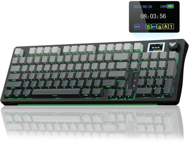 AULA S98 Pro Wireless Mechanical Keyboard with Screen & Knob,2.4GHz/USB-C/BT5.0 Hot Swappable Creamy Keyboard,Pre-lubed Linear Switches,Side...