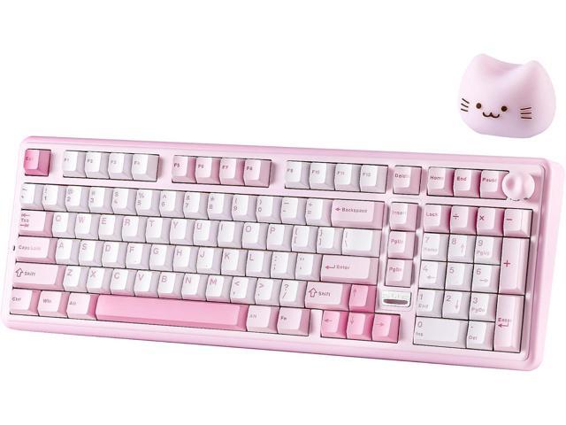 B98 PRO QMK/VIA Wireless Mechanical Gaming Keyboard, 96% Layout with Numpad and Cute Cat Knob, BT/2.4G/USB-C, Pre-Lubed Switch Hot Swap Gasket, RGB...