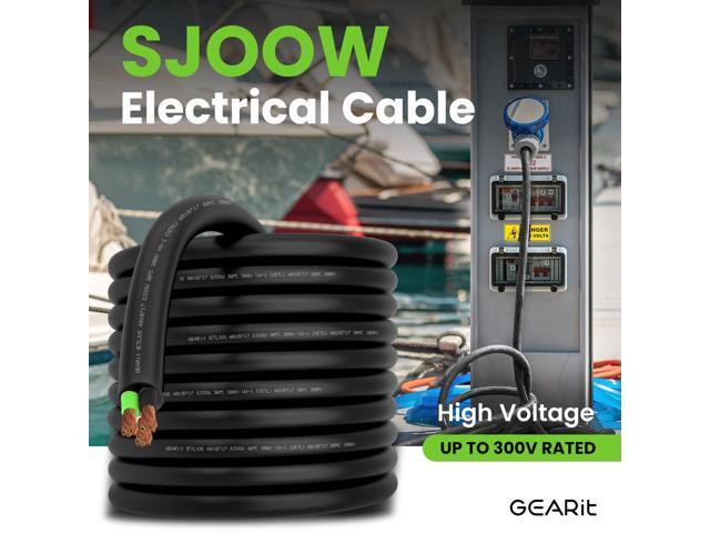 GEARit 12/3 12 AWG Portable Power Cable (25 Feet - 3 Conductor) SJOOW 300V 12 Gauge Electric Wire for Motor Leads, Portable Lights, Battery...