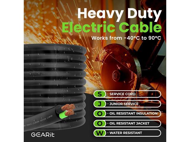 GEARit 12/3 12 AWG Portable Power Cable (25 Feet - 3 Conductor) SJOOW 300V 12 Gauge Electric Wire for Motor Leads, Portable Lights, Battery...