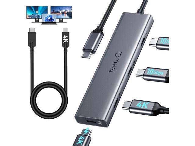 USB C Video Splitter for USBC PD Monitor, Portable Screen, Type C Monitors, 4-Port USB-C 3.2 Gen 2 10Gbps Hub, DP Alt 4K@30-60Hz, 100W PD, for...