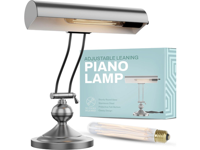 Home Intuition Classic Antique Retro Adjustable Leaning Piano Lamp Banker Desk Light (Satin Nickel)