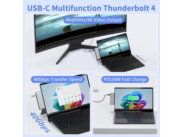 Surface Pro 11 Accessories Docking Station with Dual 4K@60Hz HDMI, USB-C Thunerbolt 4 (Display+Data+100W Charging), 2 USB 3.0, SD/TF, 3.5mm Mic,...