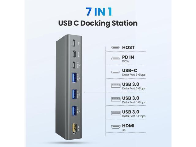 tounee Laptop Stand with Detachable USB-C Hub, 100W PD Charging, 4K@60Hz HDMI, 3 USB Ports, Ergonomic Laptop Holder Docking Station for 10-17'...