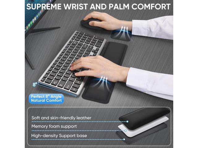 Wireless Quiet Keyboard & Mouse Combo with Magnetic Ergonomic Design Keyboard and Mouse Wrist Rest,Relief Typing Pain, Wrist Rest Support Hand and...