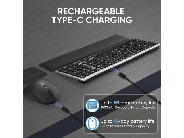 Wireless Quiet Keyboard & Mouse Combo with Magnetic Ergonomic Design Keyboard and Mouse Wrist Rest,Relief Typing Pain, Wrist Rest Support Hand and...