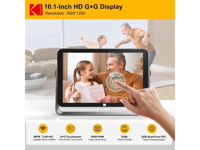 KODAK RWF-109 GRAY 10.1 inch 1920x1200 IPS FHD-2+32GB, Smoky Gray, Touch Screen, Wifi Digital Photo frame