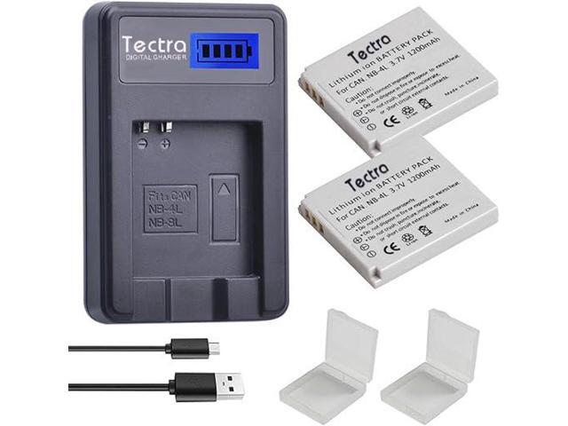 hoegoa 2-Pack 1200mAh 3.7v NB-4L Battery and LCD USB Charger for Canon PowerShot ELPH 100 HS, 300 HS, 310 HS, SD1000, SD1100 is, SD1400 is, SD200,...