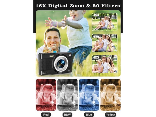 Hoegoa Kids Digital Camera 56MP FHD 1080P 16X Zoom, Anti-Shake, 32GB TF Card,2 Batteries,Lanyard,Pocket-Size Mini Camera for Boys Girls...