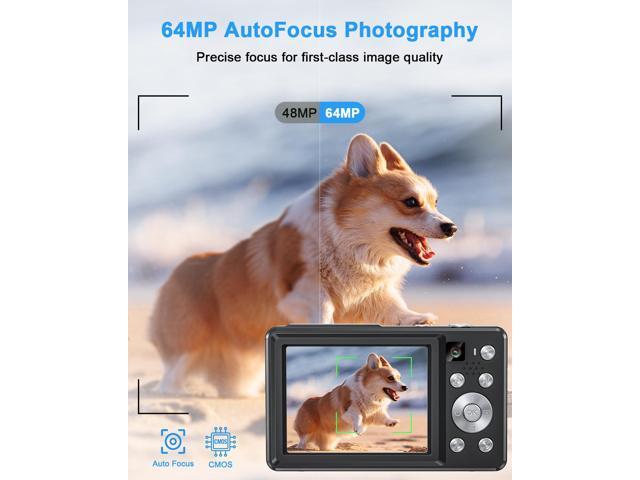 Hoego 4K Digital Camera 64MP WiFi Vlogging Cam 3' 180° Flip Screen, 16X Zoom, Anti-Shake, Flash, 32GB Card, 2 Batteries & Charger, Compact...