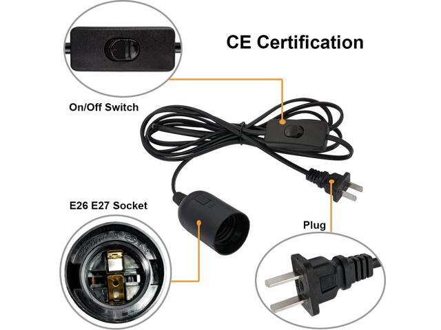 Hoegoa Plug-in Hanging Light Kit9.8ft Industrial Pendant Light with On/Off Switch,E26/E26 Socket,2-Pack Black Cord Lamp for Living...