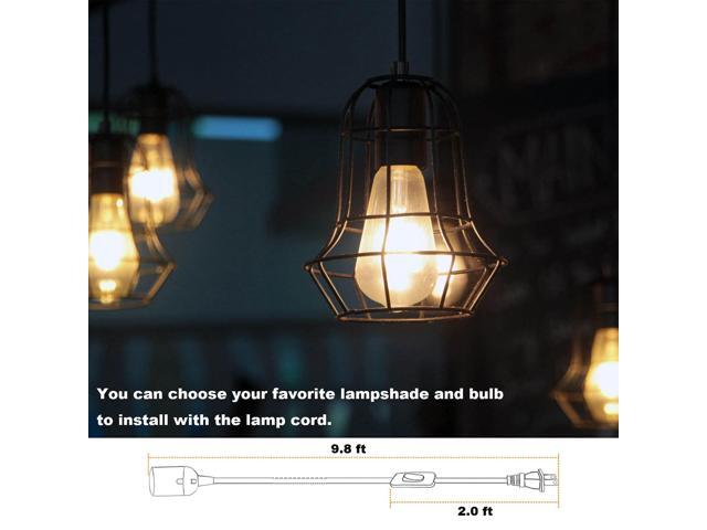 Hoegoa Plug-in Hanging Light Kit9.8ft Industrial Pendant Light with On/Off Switch,E26/E26 Socket,2-Pack Black Cord Lamp for Living...