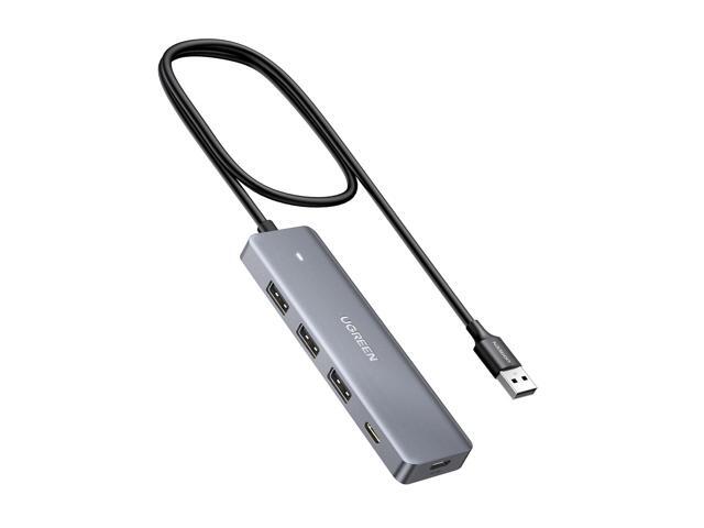 Hoegoa USB Hub 4 Ports, C & 3 A Multiport Adapter, 2ft Long Cable Powered 3.0 Hub With C Power Port for Laptop, Desktop, PS5, Xbox Series, and More...