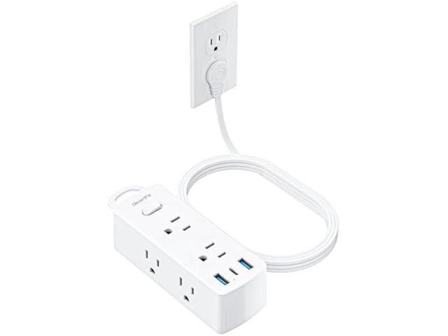 Power Strip Surge Protector, Olcorife Ultra Thin Flat Plug Extension Cord 5ft, 6 Outlets 3 USB Ports(1 USB C), 3 Sided Outlet Extender for Home...