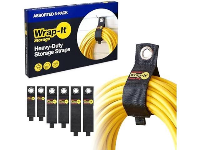 Heavy-Duty Wrap-It Storage Straps (Assorted 6 Pack) - Extension Cord Organizer, Cable Straps for RV Accessories, Workshop and Garage Organizers and...