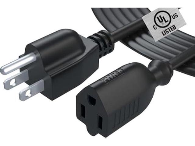 12Ft Power Extension Cord Cable Extender - 18AWG NEMA 5-15P to 5-15R Strip Liberator Charger Outlet Saver Extra Long 12FT