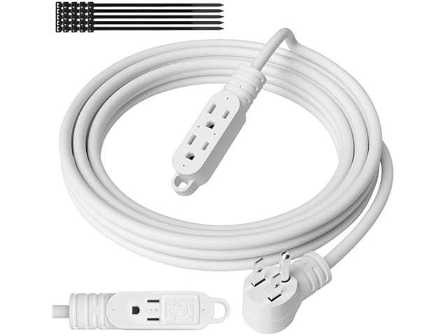 3 Prong Power Extension Cord with Multiple Outlets 10 FT, 16/3 Gauge Multi 3 Outlet Wire, 90 Degree Angled Male Plug, 16 AWG Grounded Wire (13A...
