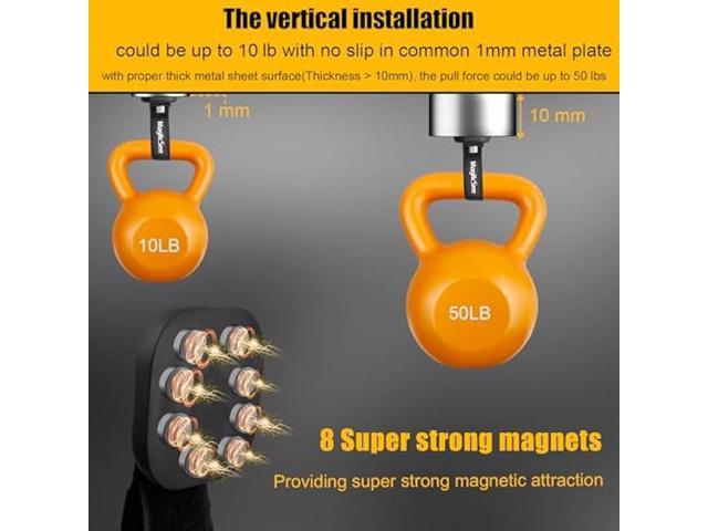 2 Pack Heavy Duty Magnetic Hook Straps for Extension Cords, Powerful Cruise Garage Storage Hook Ties for Hanging Cables, Garden Hoses Ropes,...