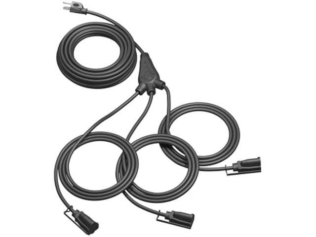 DEWENWILS Outdoor Extension Cord 1 to 3 Splitter, 3 Prong Outlets Plugs, Max 28ft End to End (40 FT Total),16/3C SJTW Weatherproof Wire for Outdoor...