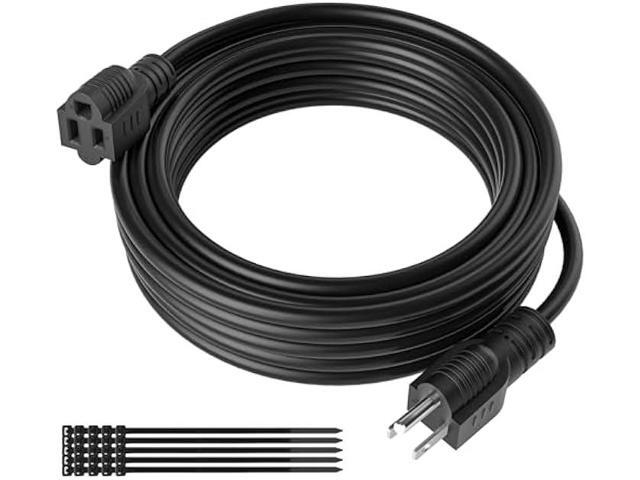 Extension Cord 12 FT, 3 Prong Extension Power Cord, 16/3 Gauge Flexible Cold, 13A 1625W 16AWG, 3 Prong Electric Cord, ETL, Black Cable with 25.