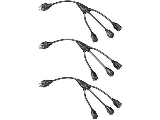 DEWENWILS Extension Cord Splitter 1 to 3, 18 Inch 16/3 Heavy Duty SJTW Wire, 3 Prong Outdoor Power Splitter for Halloween Decor Christmas Lights,...
