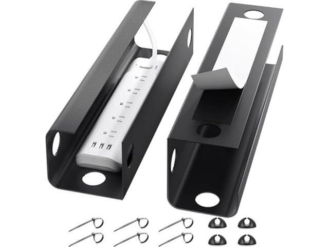 Yecaye 2 Pack Cable Management Under Desk, 31.5 in Under Desk Cable Management Tray,Cord Hider,Cord Organizer, No Screw Wire Management for Office...