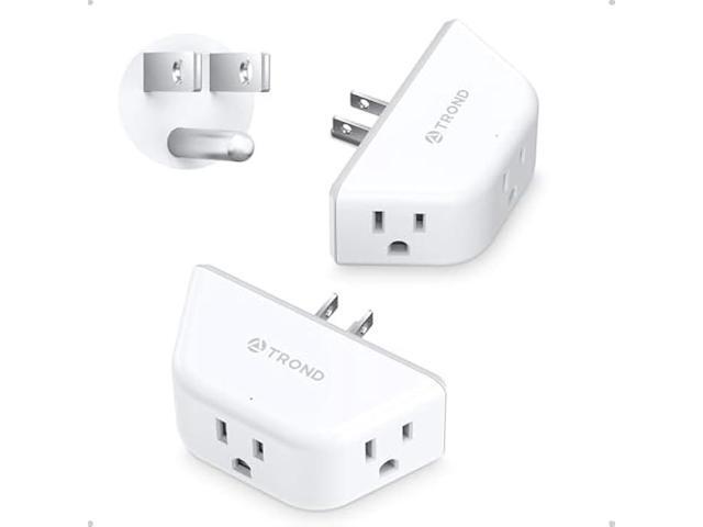 TROND Multi Plug Outlet Extender 2 Pack - Electrical Wall Splitter, 3 Way Angled Wall Outlet Adapter, Cruise Essentials, Small Multiple Plug...
