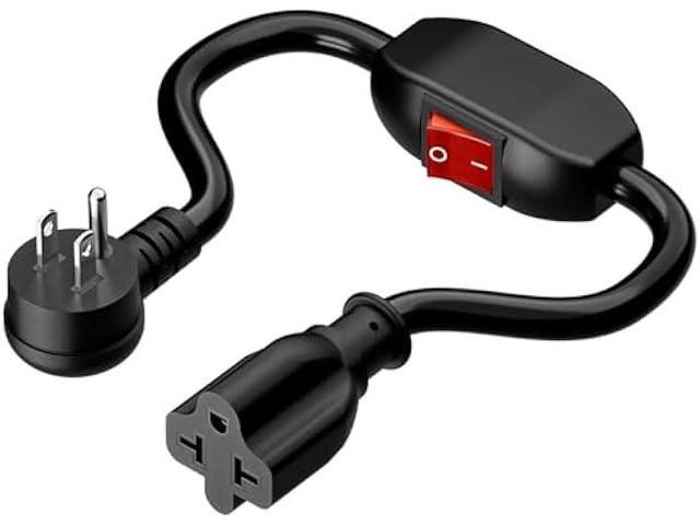 4-in-1 Heavy Duty On/Off Switch Extension Cord 12-AWG 15A Household Plug to 20A T Blade Adapter Cable with Heavy Duty 23A 125V Inline Switch,...