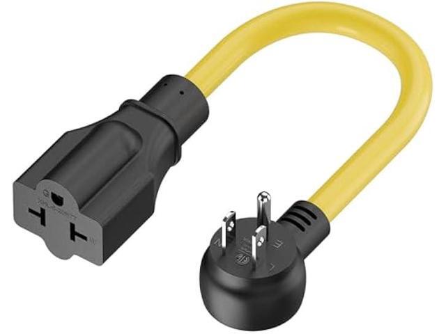 Heavy Duty 4 in 1 NEMA 5-15P Adapter Cord 12AWG, Plugrand NEMA 5-15P to 5-15R, 5-20R, 6-15R, 6-20R Adapter Cable, 15A/125V Household AC Plug to 20...