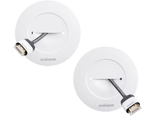 ECHOGEAR TV Cord Hider for Wall Mounted TV - White Cable Management Kit Hides TV Wires Behind The Wall- Includes 2 Pass Throughs, Locking Brackets,...